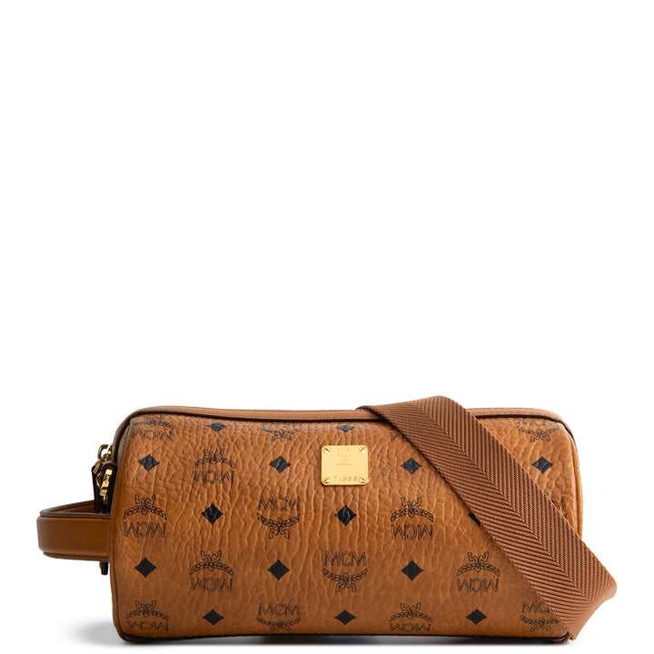 MCM Visetos Toiletry Crossbody - Cognac