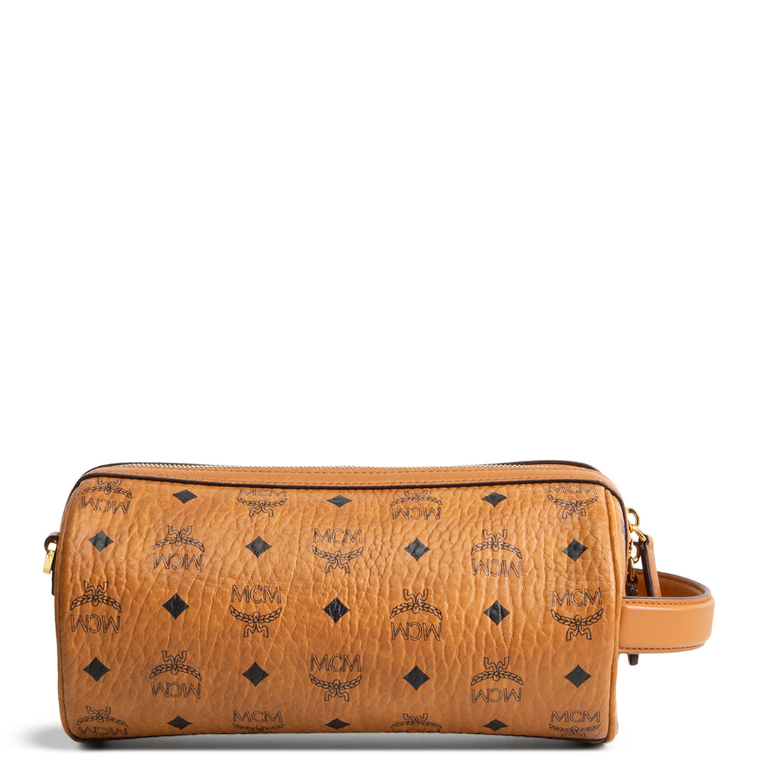 MCM Visetos Toiletry Crossbody - Cognac