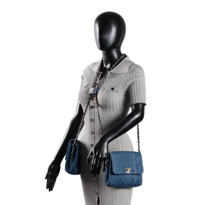 CHANEL Denim Side Pack - Blue