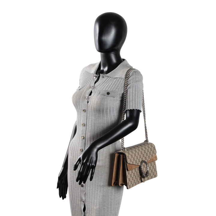 GUCCI GG Supreme Small Dionysus Shoulder Bag - Beige & Ebony