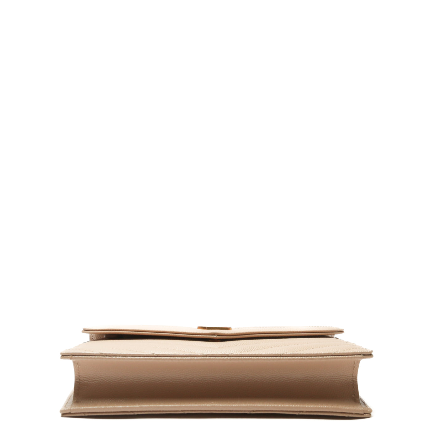 Cassandre Matelasse Envelope Leather Wallet On Chain in Beige