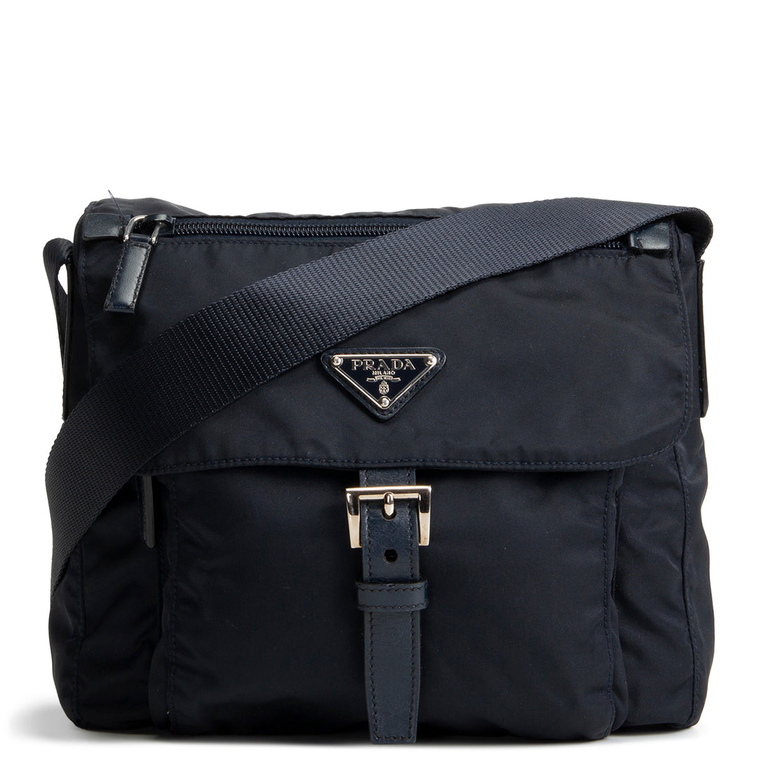 PRADA Tessuto Nylon Messenger Bag - Navy Blue