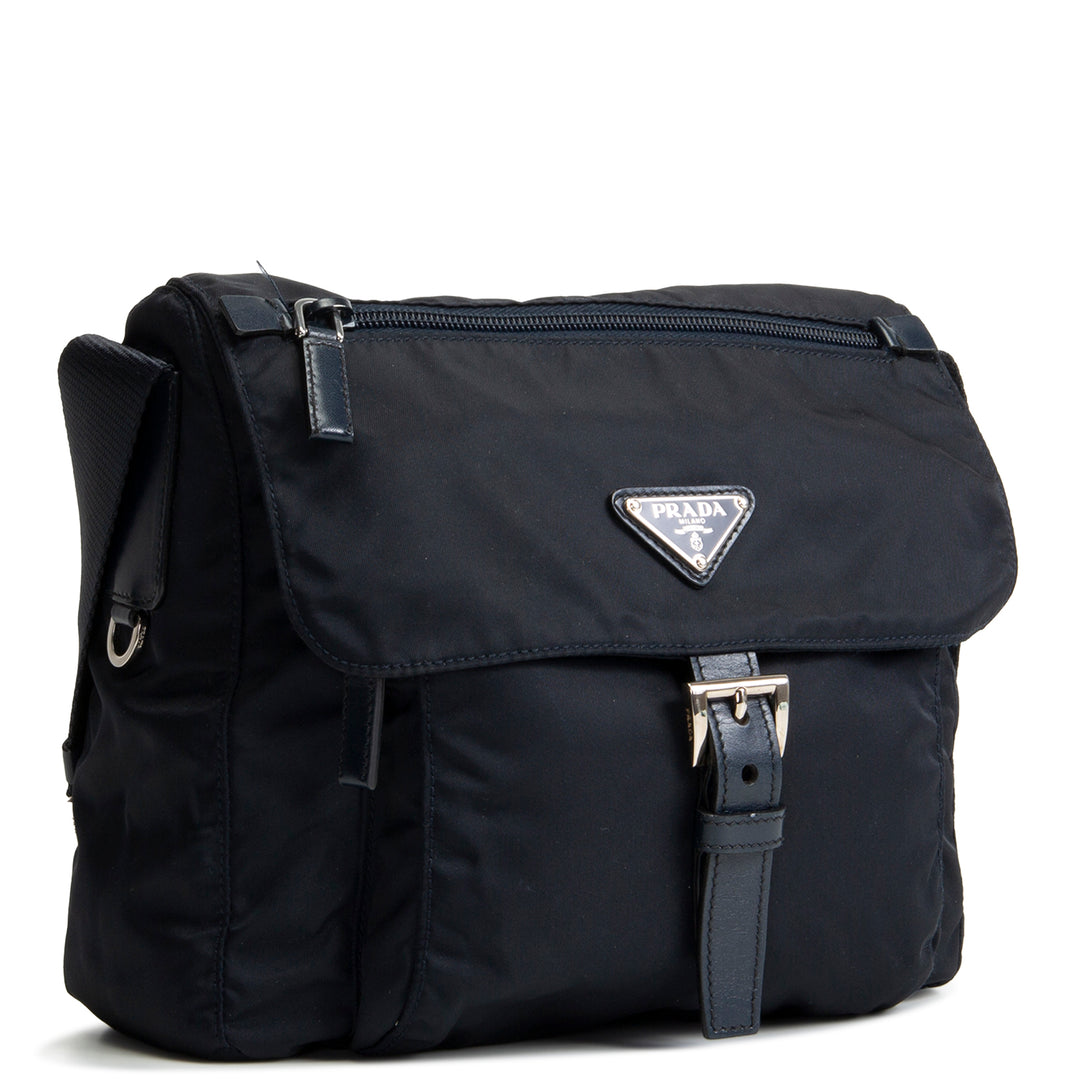 PRADA Tessuto Nylon Messenger Bag - Navy Blue