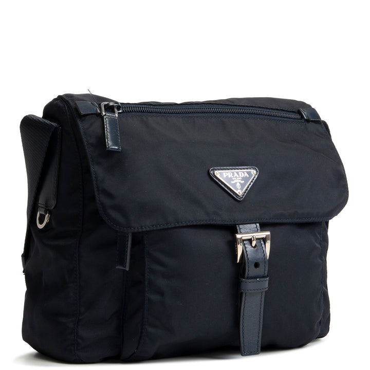 PRADA Tessuto Nylon Messenger Bag - Navy Blue