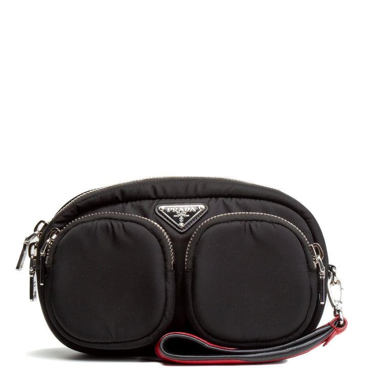 PRADA Tessuto Double Pocket Wristlet - Black