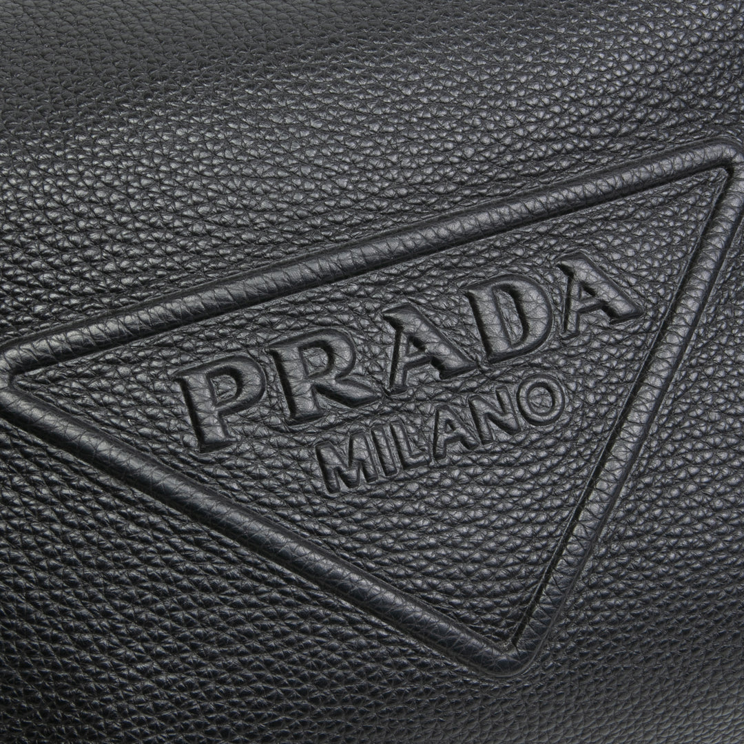 PRADA Embossed Logo Messenger - Black