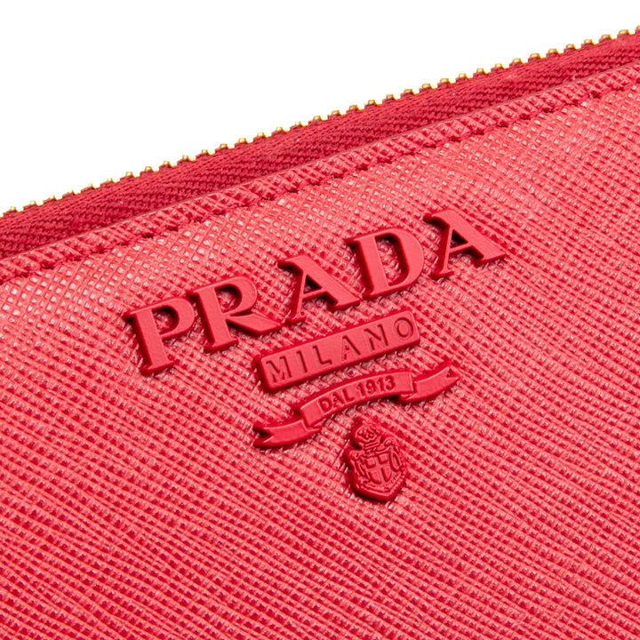 PRADA Saffiano Lux Leather Continental Wallet - Red