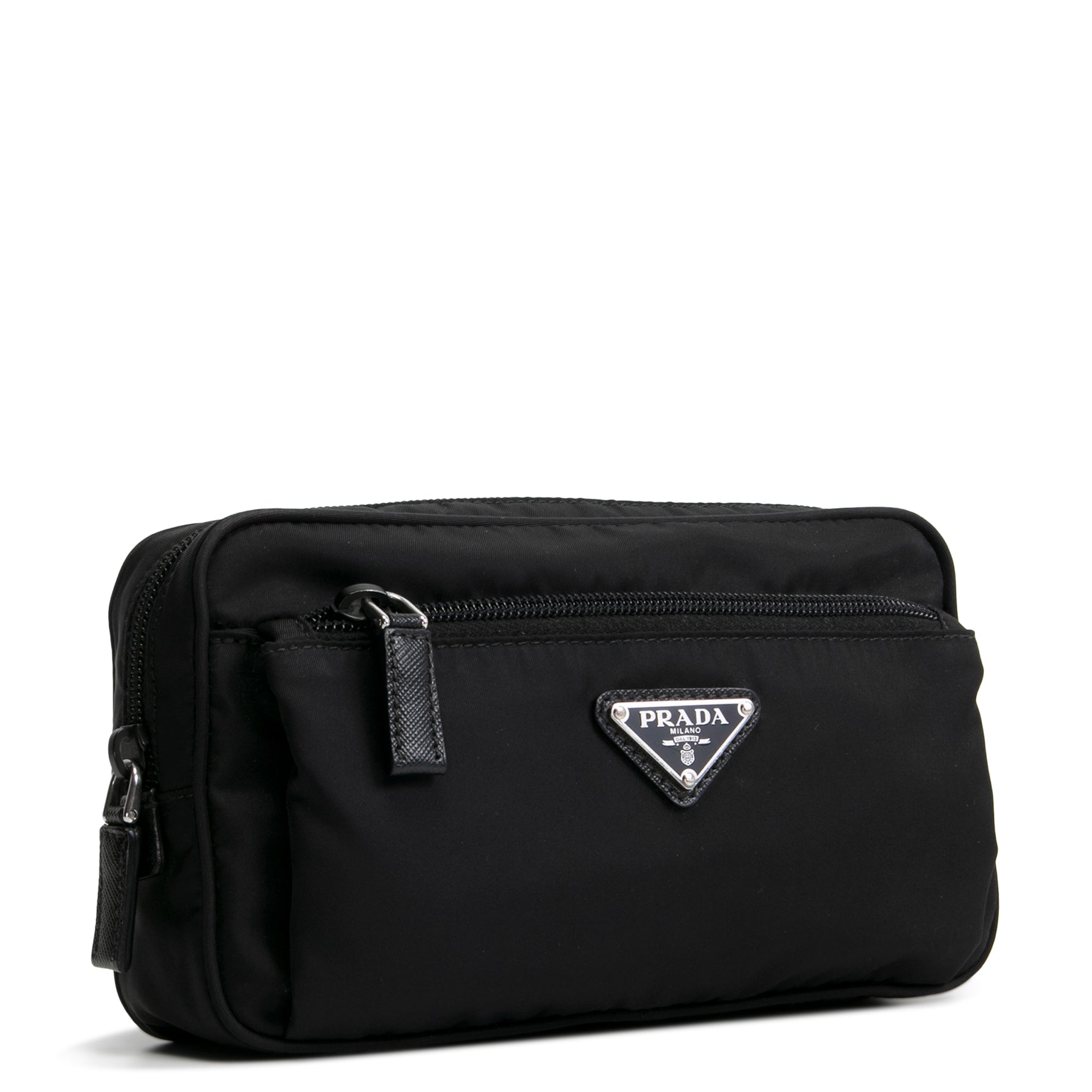 PRADA【2VL977_2DMG_F0008 RE-NYLON SAFFIANO BELT BAG】 Black Re-nylon And Saffiano Leather Belt Bag | PRADA