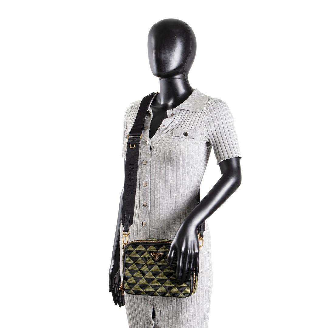 PRADA Triangolo Symbole Camera Bag - Black & Green