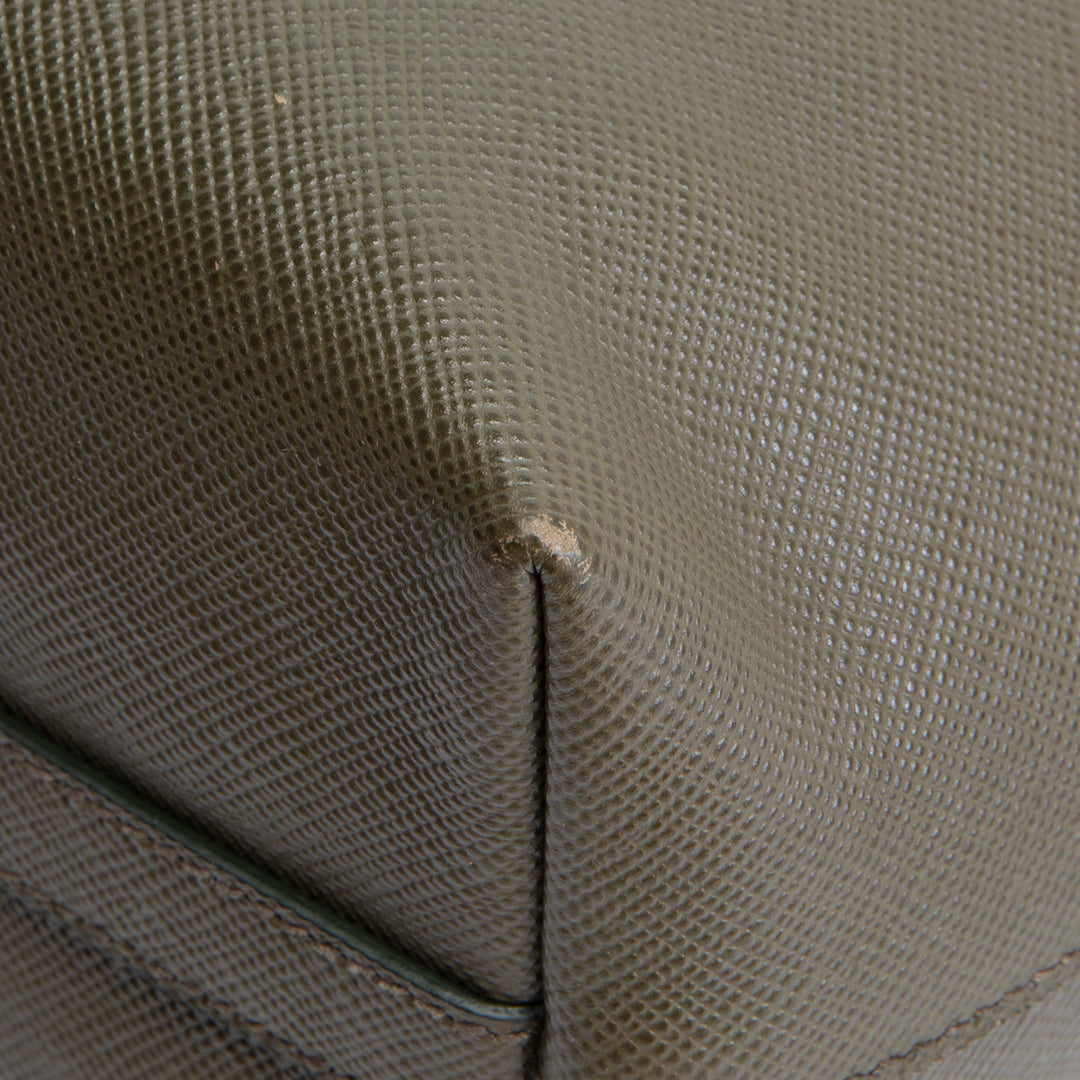 PRADA Saffiano Leather Shopping Tote - Olive Green