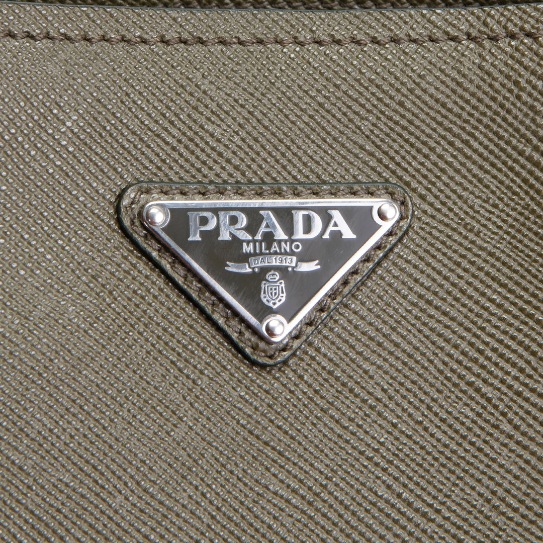PRADA Saffiano Leather Shopping Tote - Olive Green