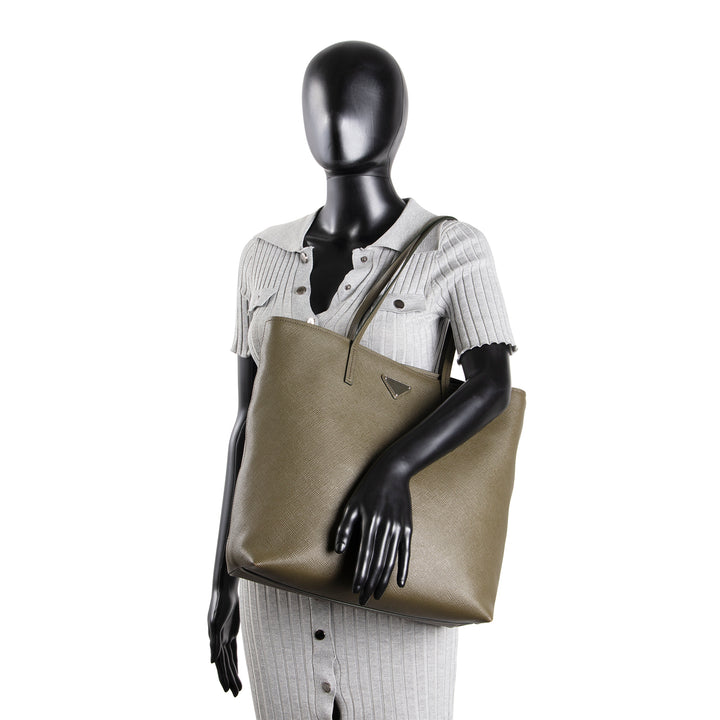 PRADA Saffiano Leather Shopping Tote - Olive Green