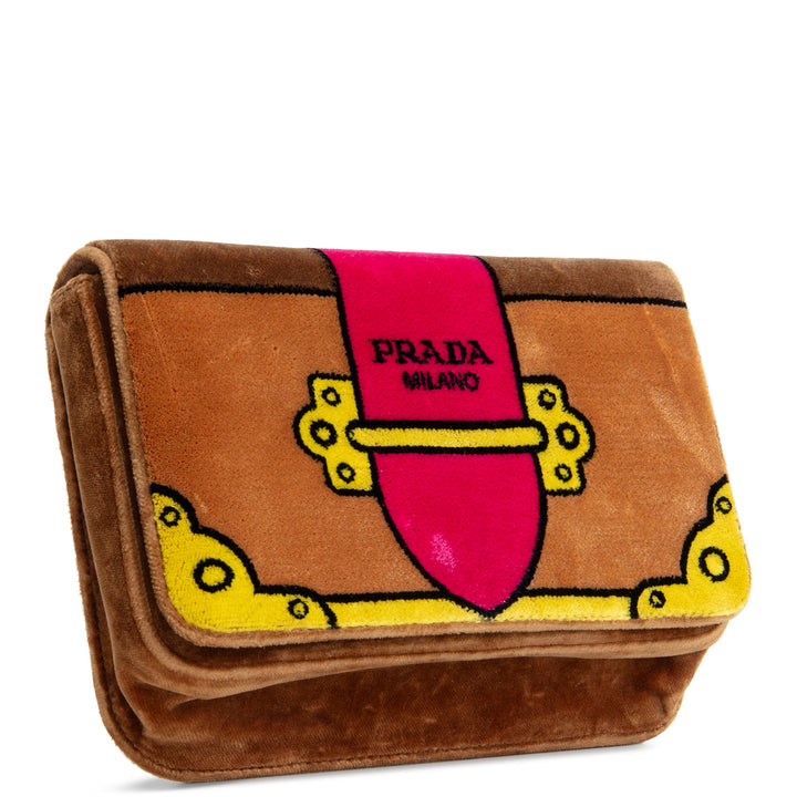 PRADA Cahier Velvet Convertible Chain Bag/Waist Bag - Brown