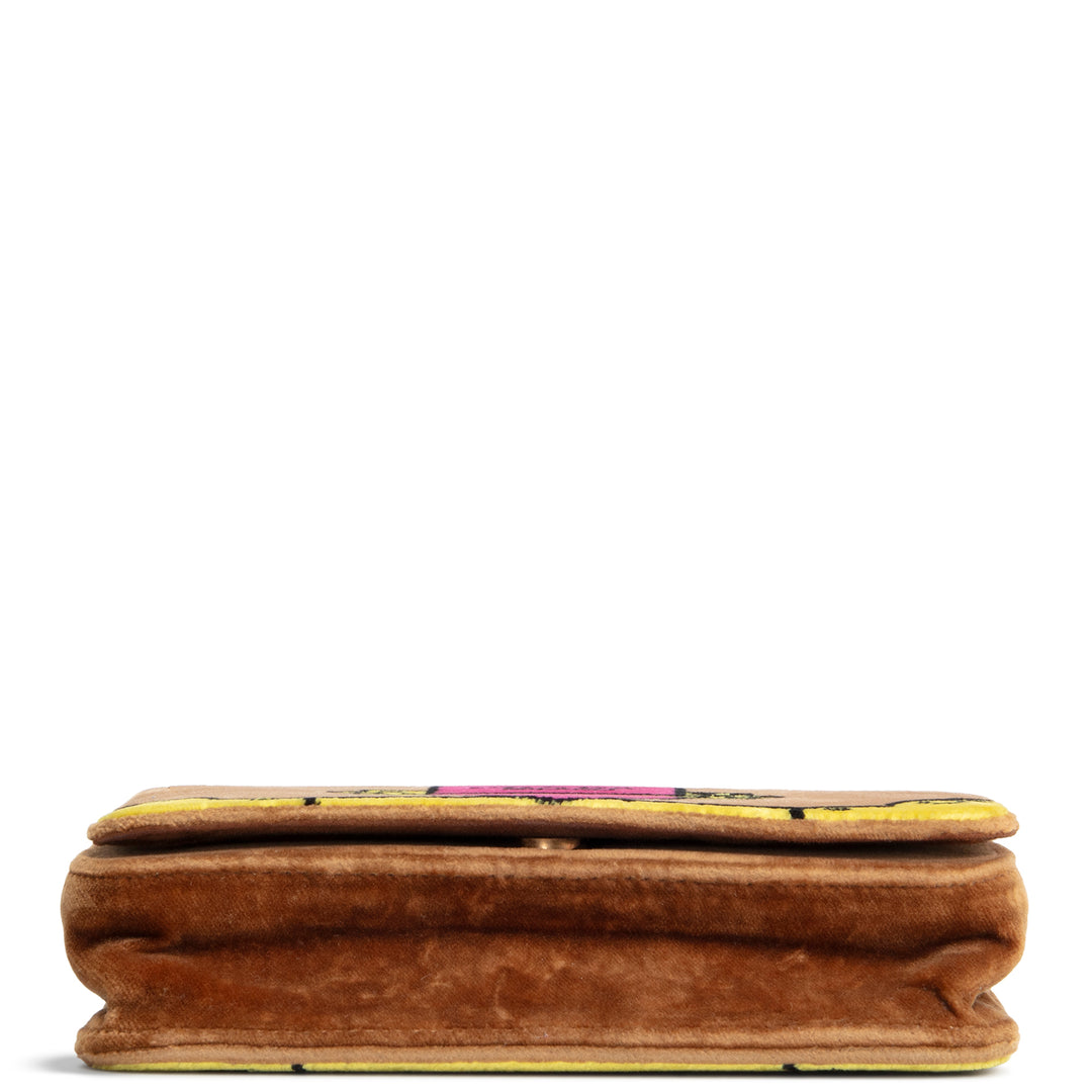 PRADA Cahier Velvet Convertible Chain Bag/Waist Bag - Brown