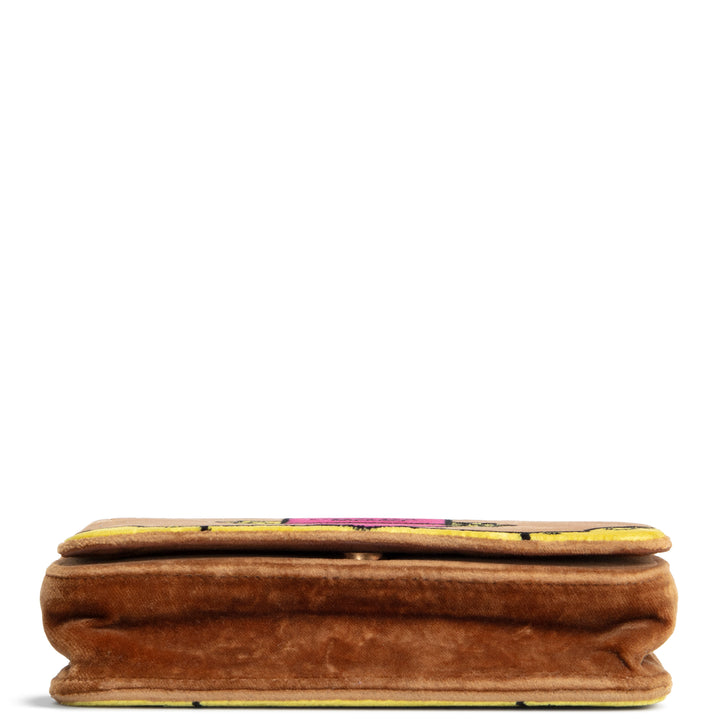 PRADA Cahier Velvet Convertible Chain Bag/Waist Bag - Brown