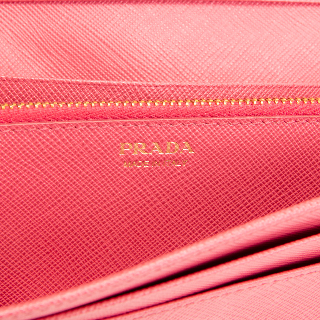 PRADA Saffiano Leather Snap Wallet - Pink OUTLET FINAL SALE