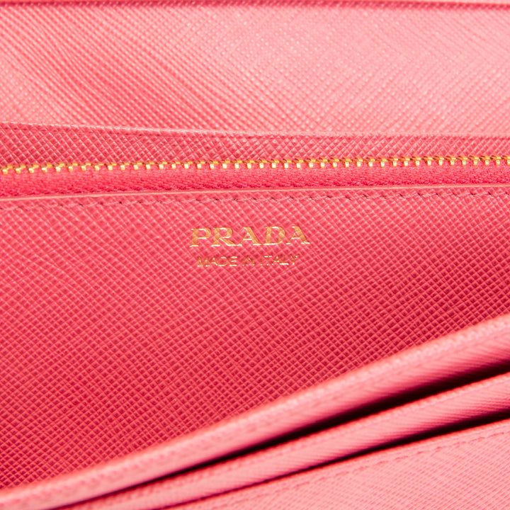 PRADA Saffiano Leather Snap Wallet - Pink OUTLET FINAL SALE