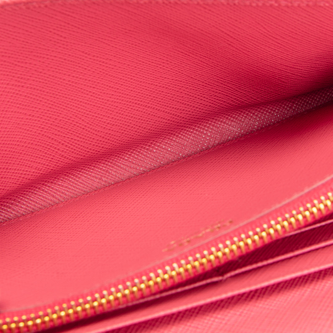 PRADA Saffiano Leather Snap Wallet - Pink OUTLET FINAL SALE
