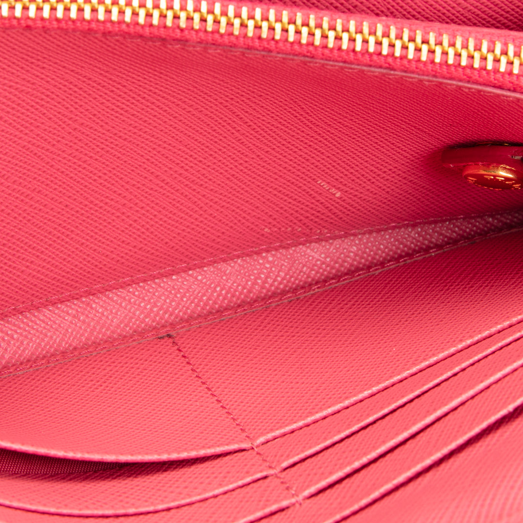 PRADA Saffiano Leather Snap Wallet - Pink OUTLET FINAL SALE