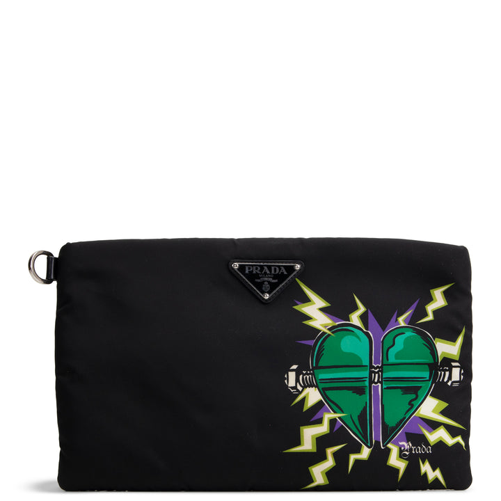 PRADA x Universal Studios Frankenstein Heart Tessuto Nylon Pouch - Black