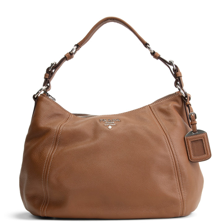 PRADA Vitello Phenix Hobo - Brown