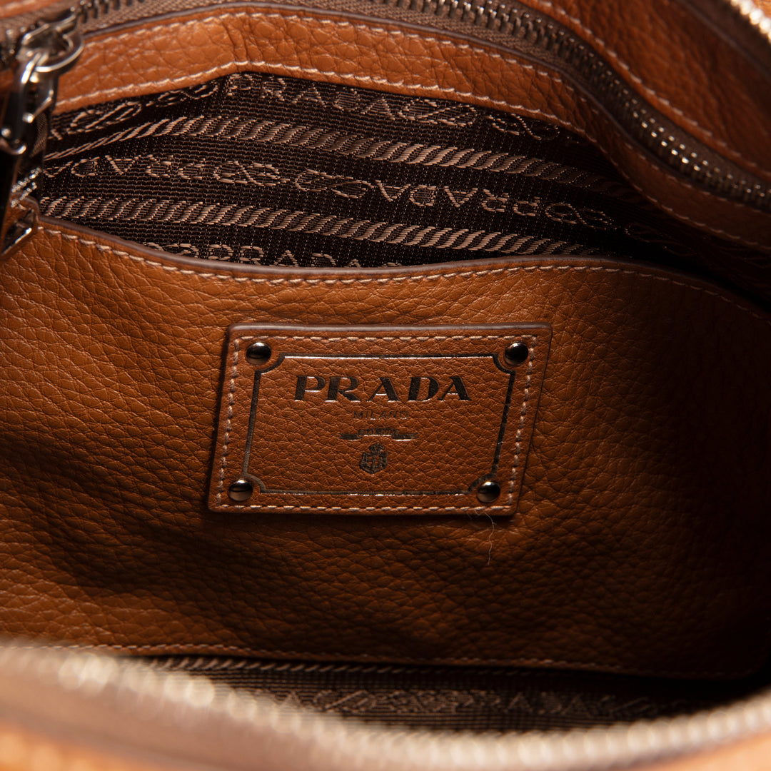 PRADA Vitello Phenix Hobo - Brown