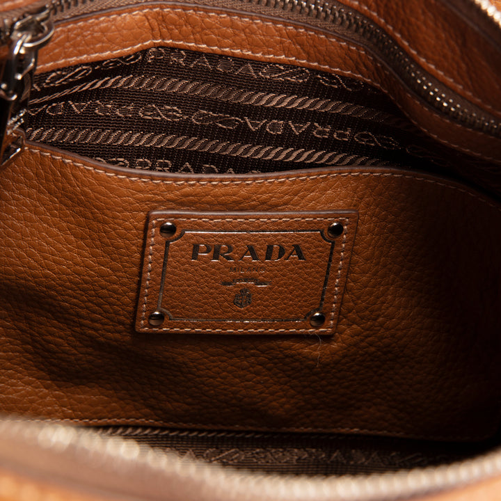 PRADA Vitello Phenix Hobo - Brown