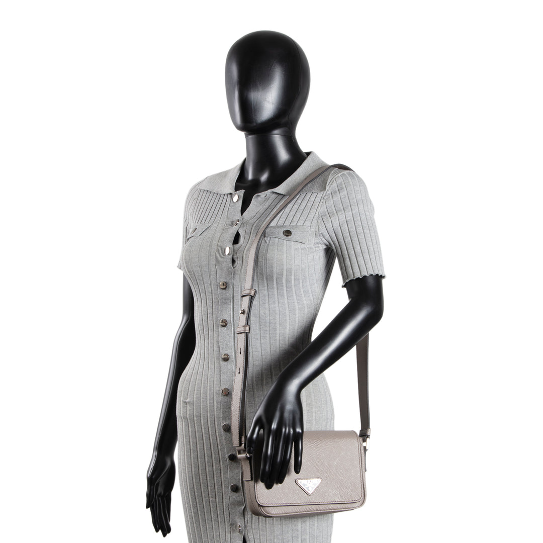 PRADA Saffiano Messenger Bag- Grey
