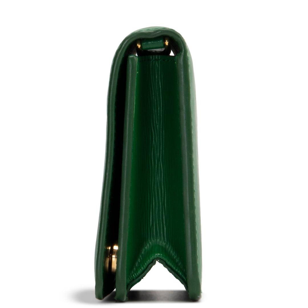 PRADA Saffiano Leather Wallet on Chain - Green