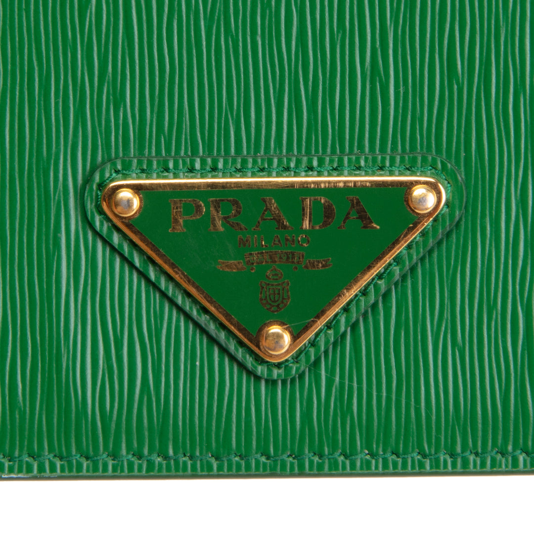 PRADA Saffiano Leather Wallet on Chain - Green