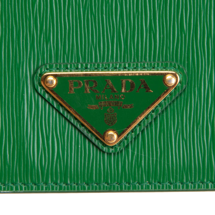 PRADA Saffiano Leather Wallet on Chain - Green