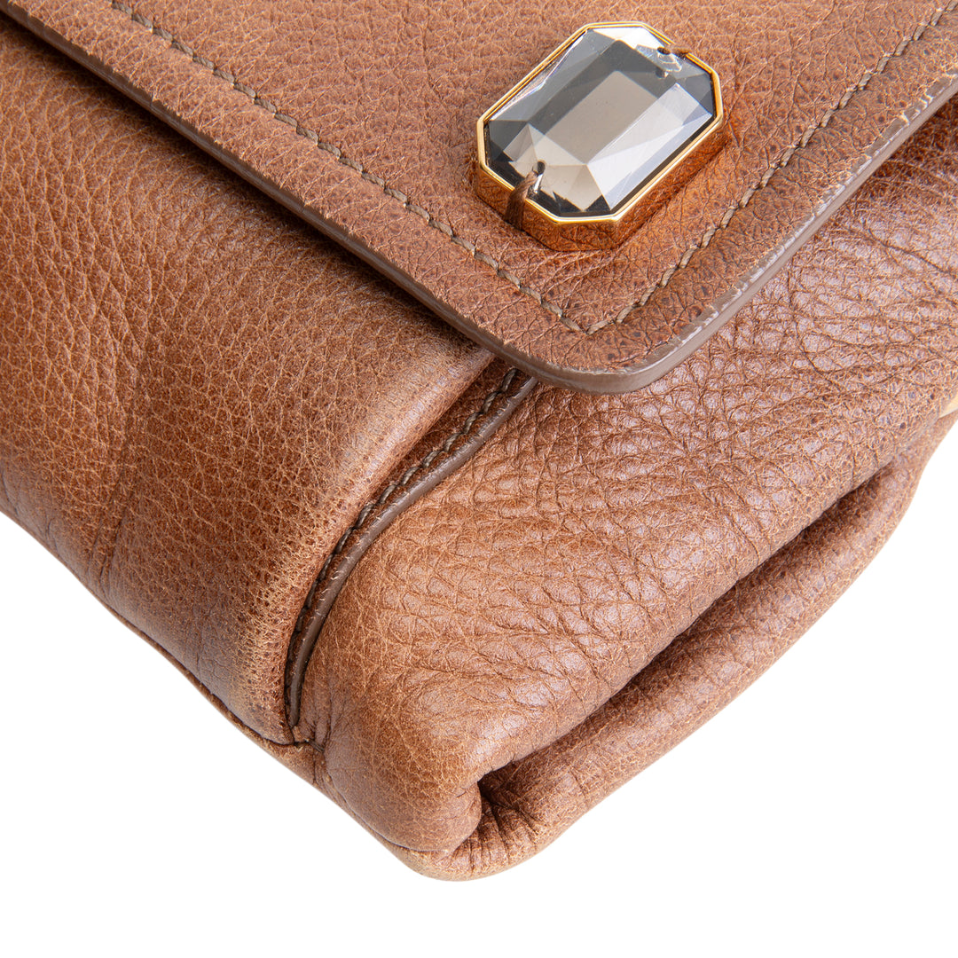 PRADA Cervo Pietre Clutch - Camello Brown