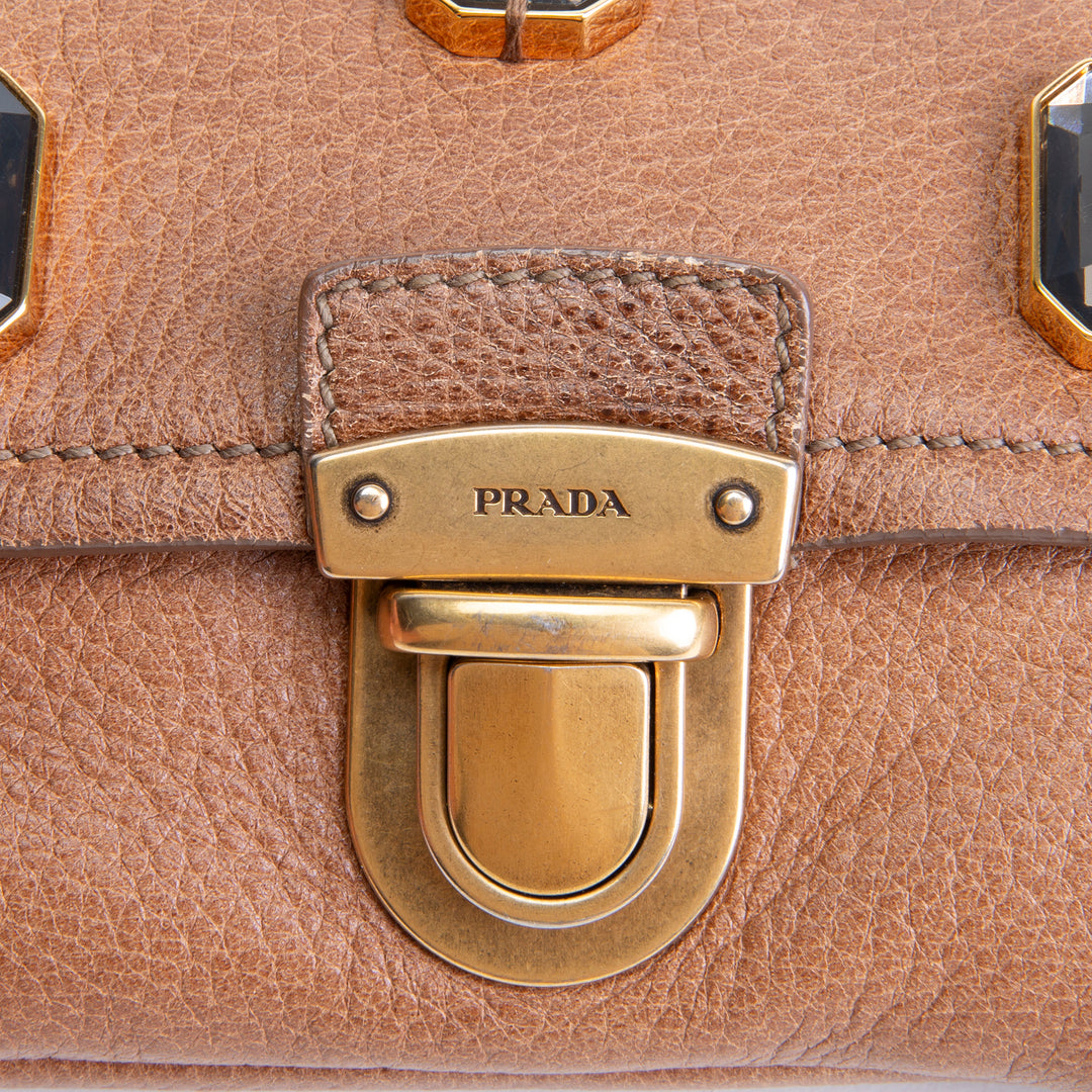 PRADA Cervo Pietre Clutch - Camello Brown