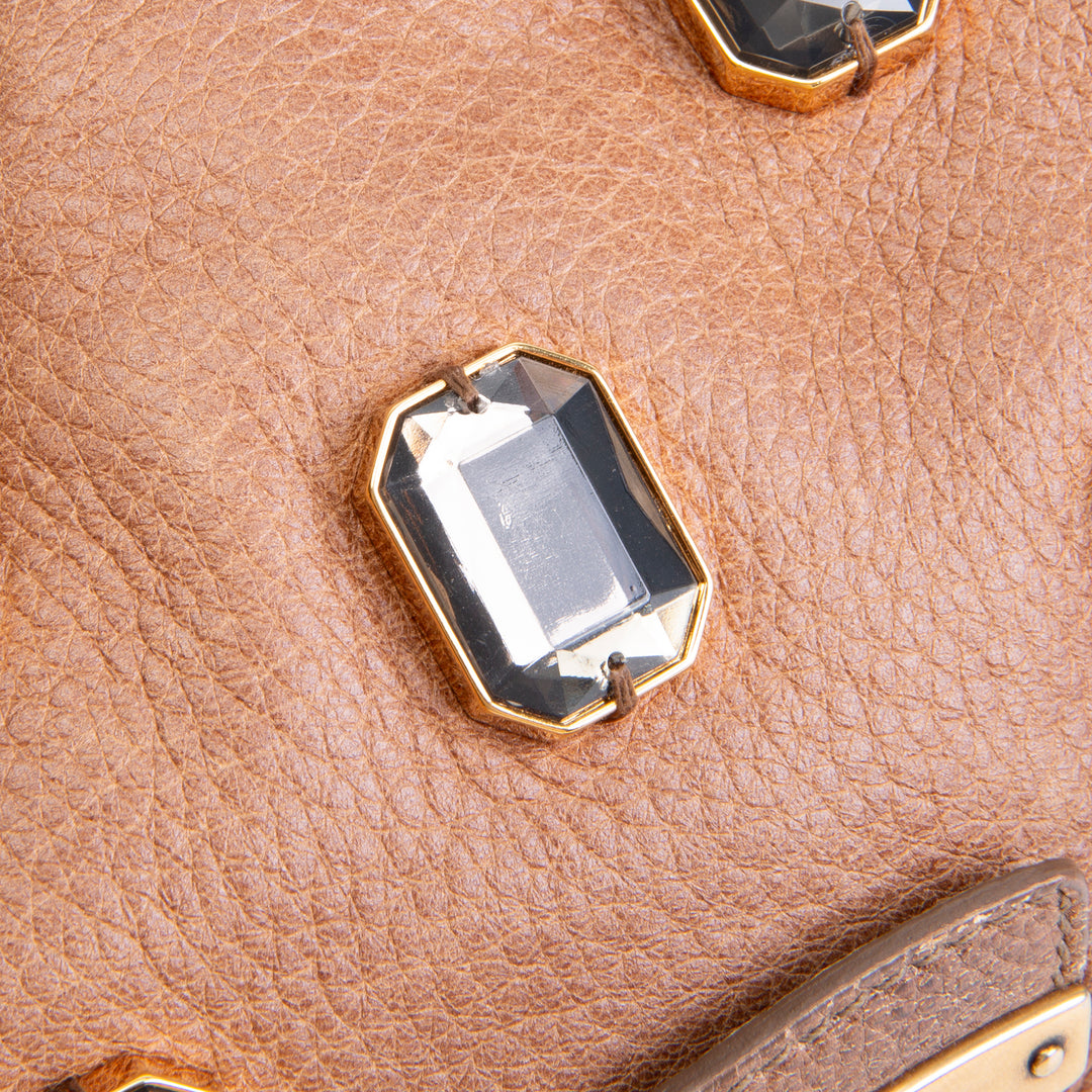 PRADA Cervo Pietre Clutch - Camello Brown