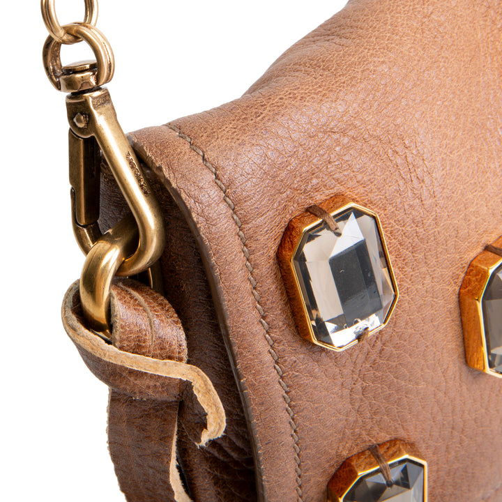 PRADA Cervo Pietre Clutch - Camello Brown