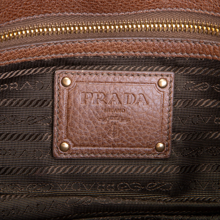 PRADA Cervo Pietre Clutch - Camello Brown
