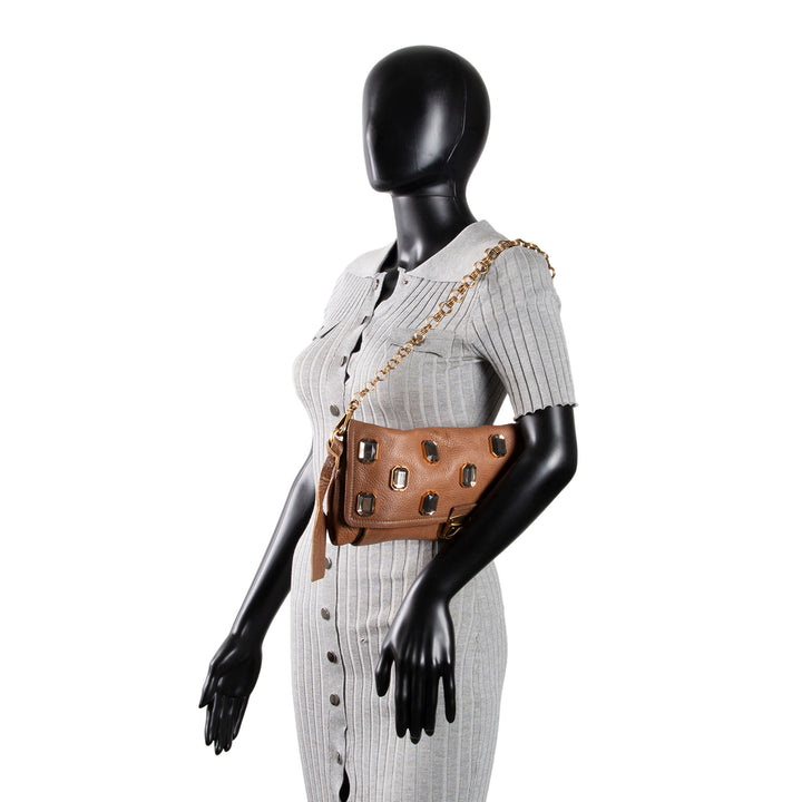 PRADA Cervo Pietre Clutch - Camello Brown