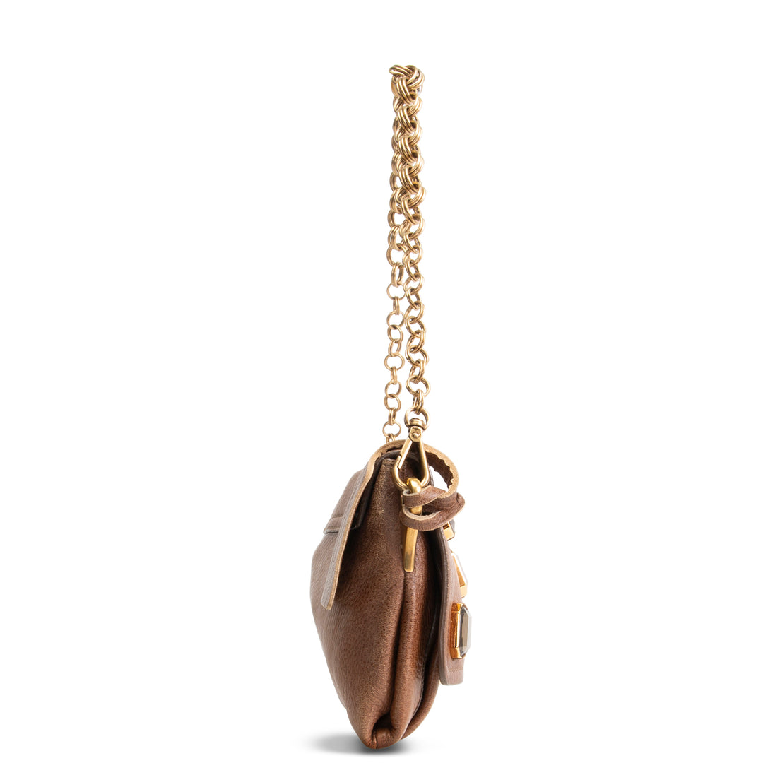 PRADA Cervo Pietre Clutch - Camello Brown