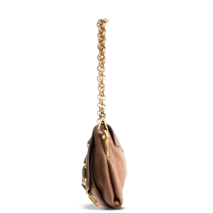 PRADA Cervo Pietre Clutch - Camello Brown