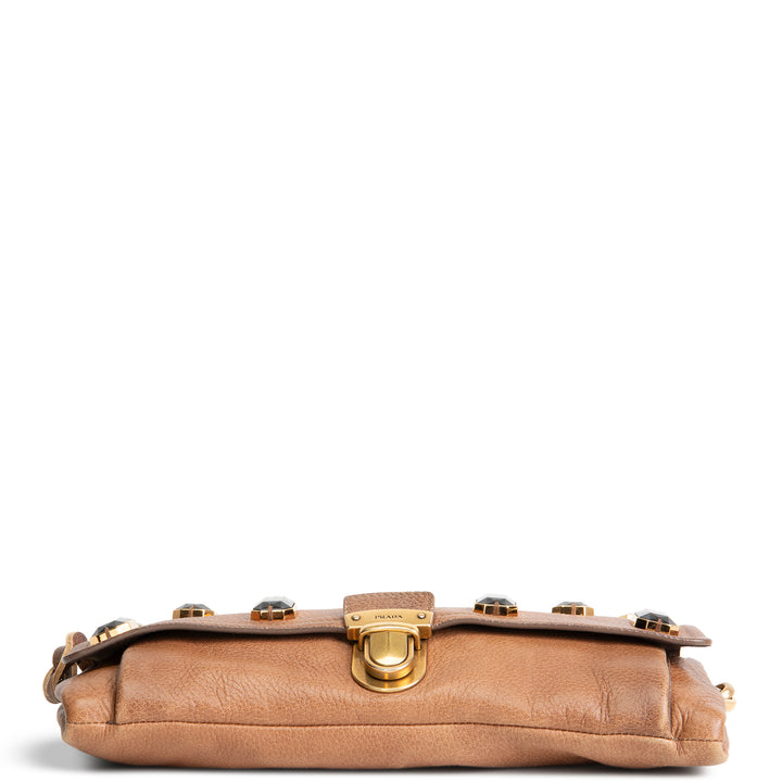 PRADA Cervo Pietre Clutch - Camello Brown