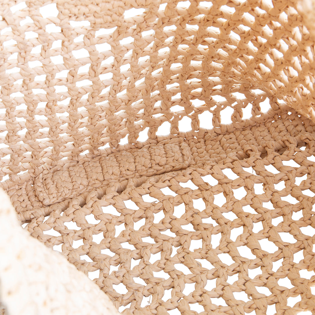 PRADA Raffia Logo Crochet Tote