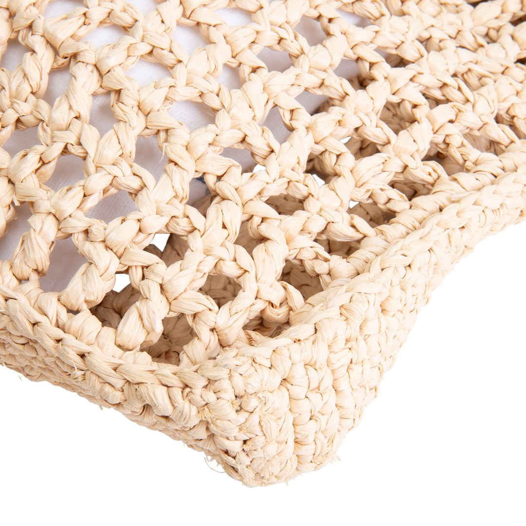 PRADA Raffia Logo Crochet Tote