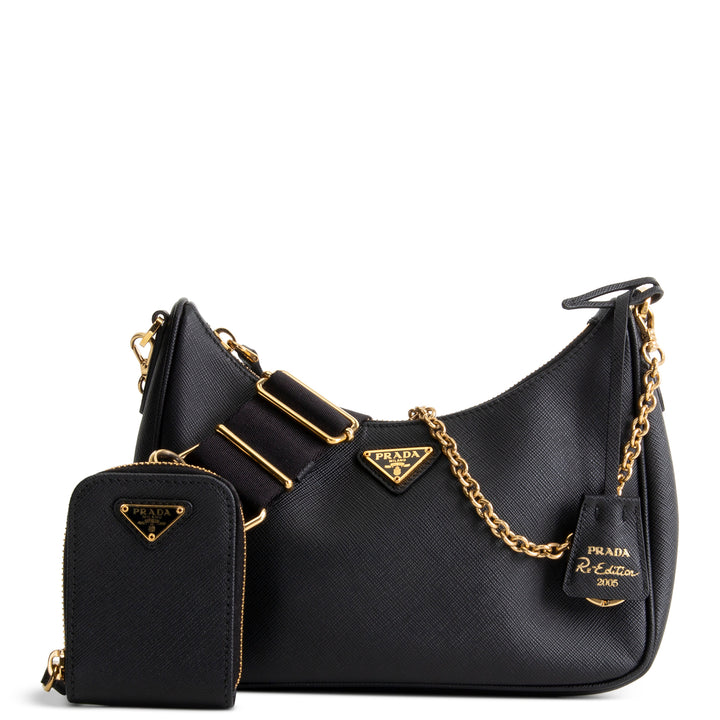 PRADA Saffiano Re-Edition 2005 Shoulder Bag - Black