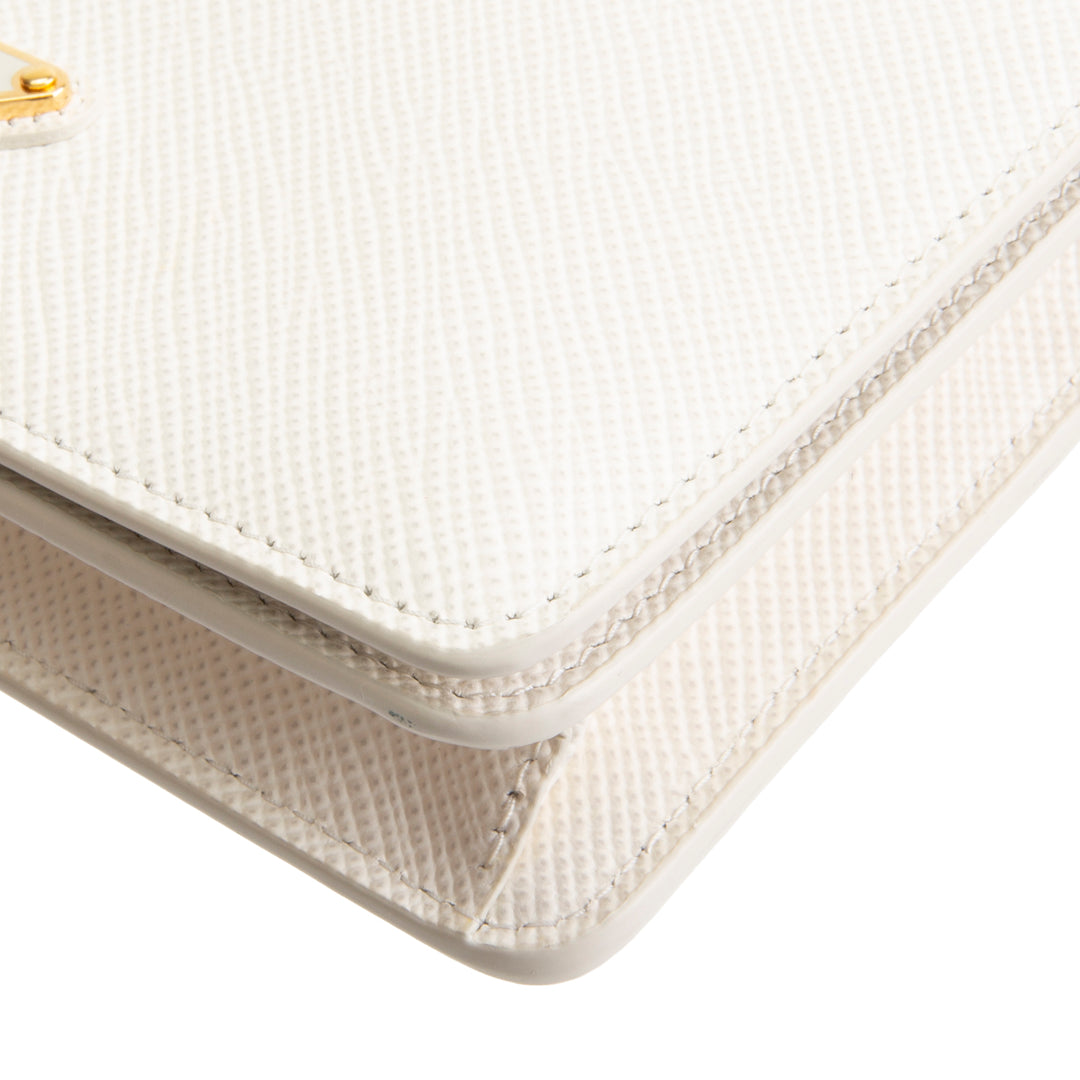 PRADA Saffiano Wallet on Chain - Ivory
