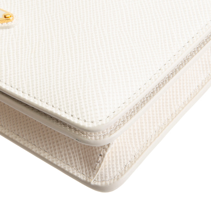 PRADA Saffiano Wallet on Chain - Ivory