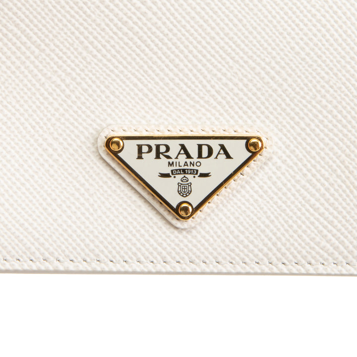 PRADA Saffiano Wallet on Chain - Ivory