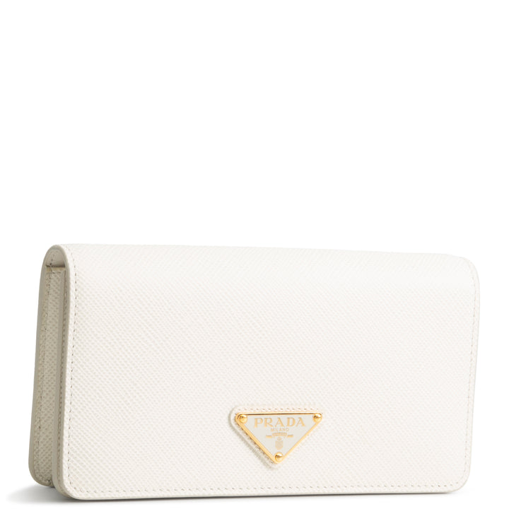 PRADA Saffiano Wallet on Chain - Ivory