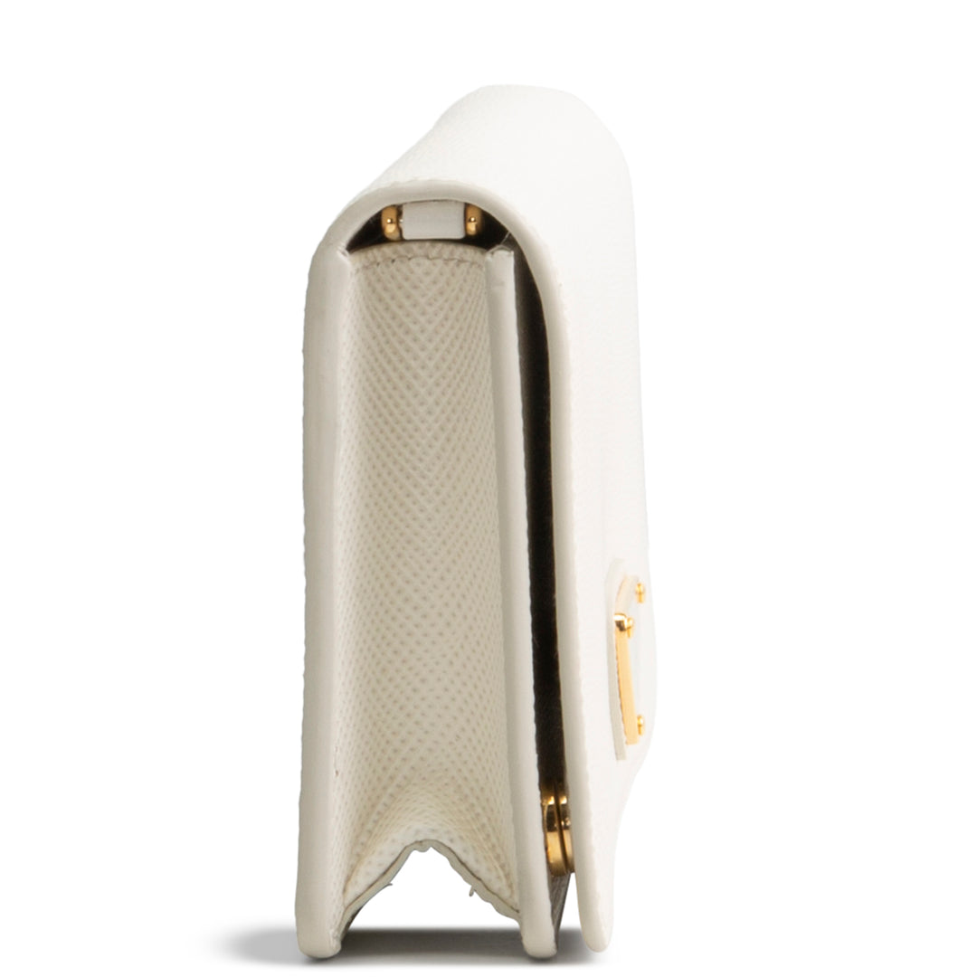PRADA Saffiano Wallet on Chain - Ivory