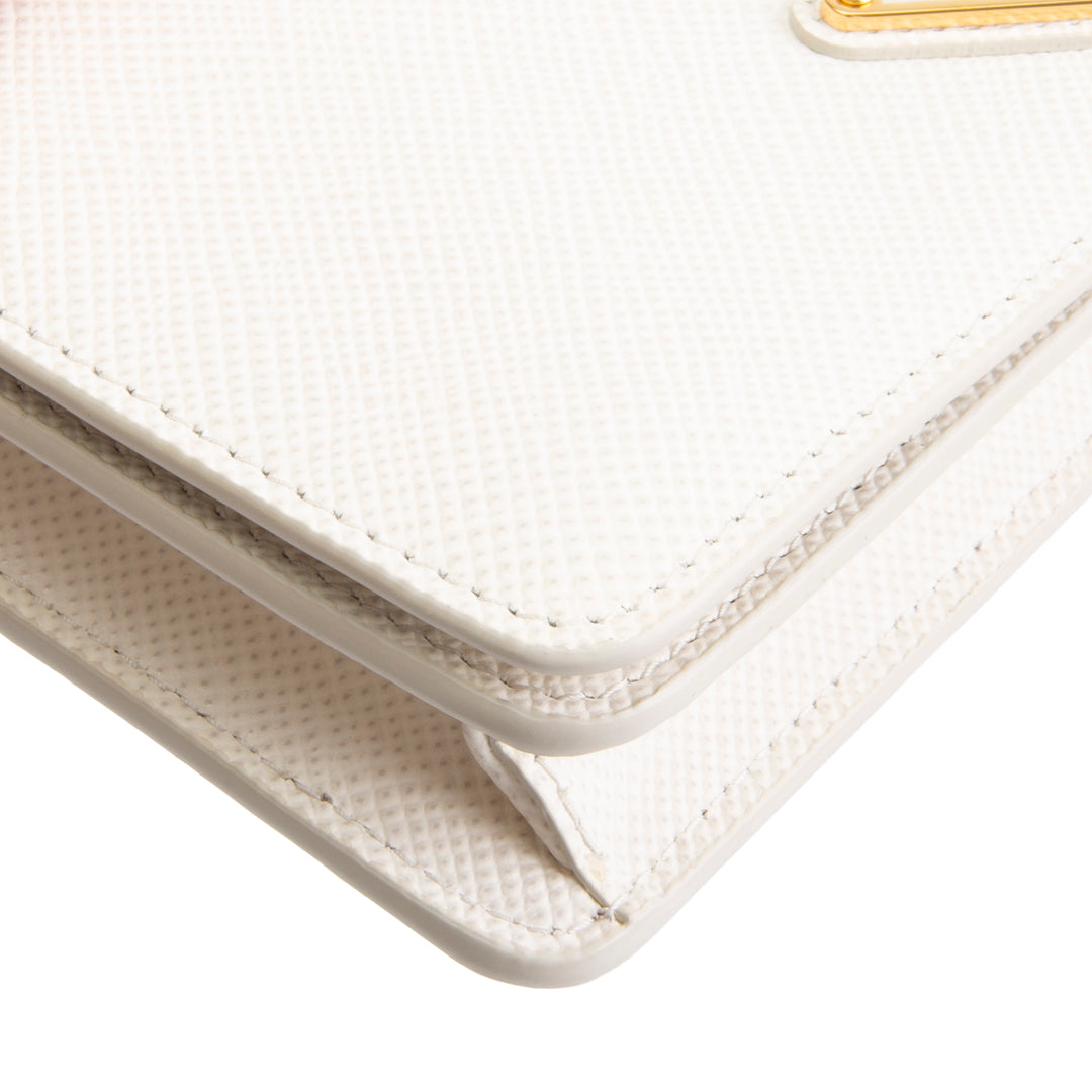 PRADA Saffiano Wallet on Chain - Ivory