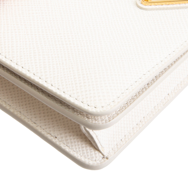 PRADA Saffiano Wallet on Chain - Ivory